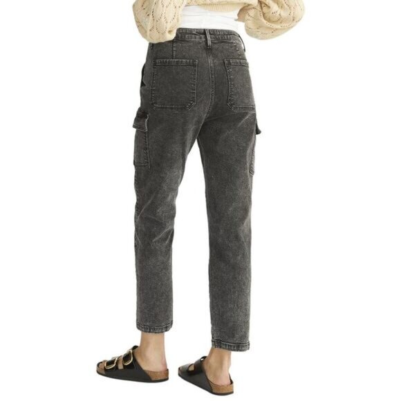 DRIFTWOOD Royce Jeans Womens 28 Black Cargo Acid Wash Ankle Crop High Rise - Picture 2 of 14